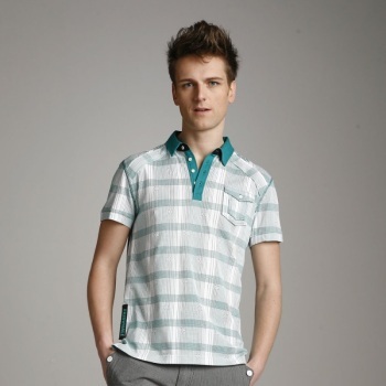 馬克華菲男裝新品時尚條紋短袖翻領T恤 7102021755 淺靛青色 S 【圖片 價格 品牌 報價】