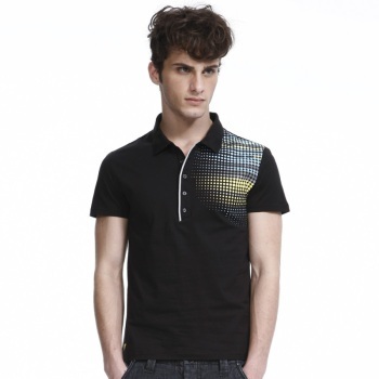 馬克華菲 男裝 襯衫領波點印花純棉短袖T恤 7112021150 黑色 XL【圖片 價格 品牌 報價】