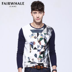 馬克華菲男式純棉印花長袖T恤 天貓商城148元包郵_沒得比