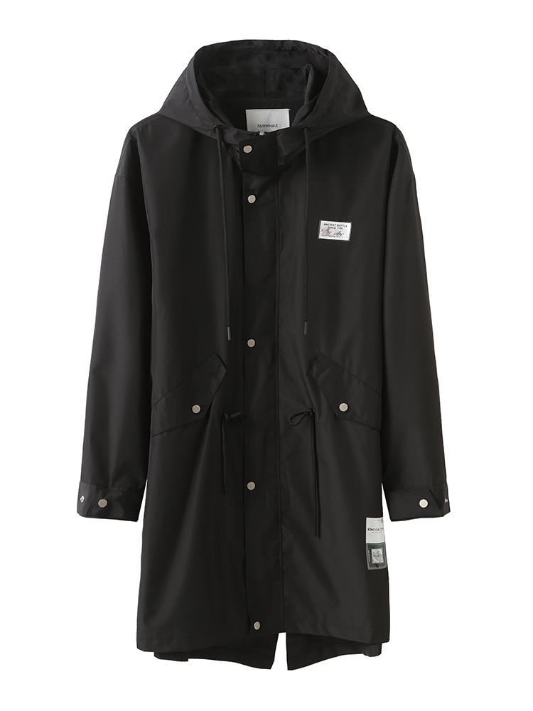 馬克華菲男裝外套冬裝寬松ins韓版連帽風(fēng)衣男 中長款ins潮流