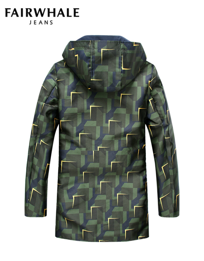 馬克華菲風衣男中長款 秋裝新款連帽男裝外套 秋季軍綠色迷彩上衣潮男 宋仲基同款推薦 504花色 S/165
