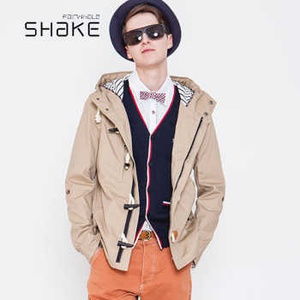 馬克華菲型格shake2014秋款休閑百搭連帽夾克外套3131101001 卡其色 xl