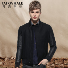 馬克華菲羊毛夾克 2014秋裝新品 男士外套拼接修身jacket 潮男 7121 深紅色024 185/100A(2XL碼) - 京東觸屏版