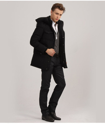 馬克華菲FAIRWHALE男裝 中長(zhǎng)款毛秀休閑羽絨服 7114015234-098 S圖片