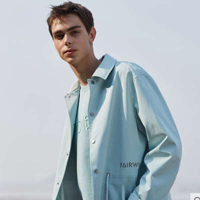 馬克華菲風衣男清新翻領時尚寬松上衣外套