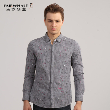 新品馬克華菲2012秋冬款格紋修身襯衫7113030129 099黑色 190/XXXL/43【圖片 價格 品牌 報價】