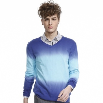 馬克華菲 男裝 時尚長袖漸變針織衫 7111040106 寶藍色 L【圖片 價格 品牌 報價】