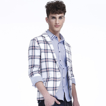 馬克華菲男裝純棉商務休閑格紋西裝7121517005 093灰色 175/L全面評測